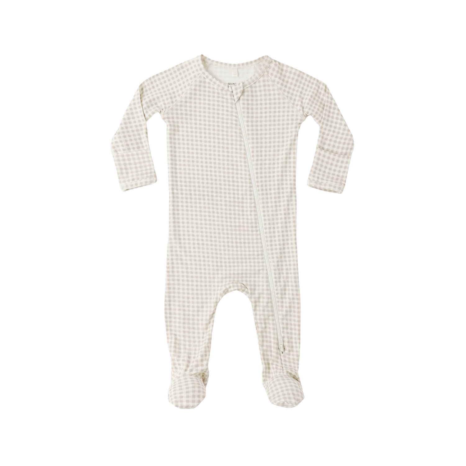 Bamboo Zip Footie l Oat Gingham
