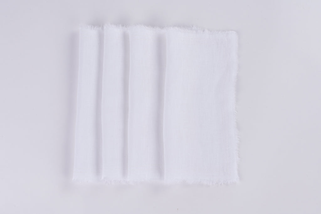 Brisbane Linen Cocktail Napkin Set | White