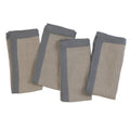 Four folded napkins with gray borders on a white background