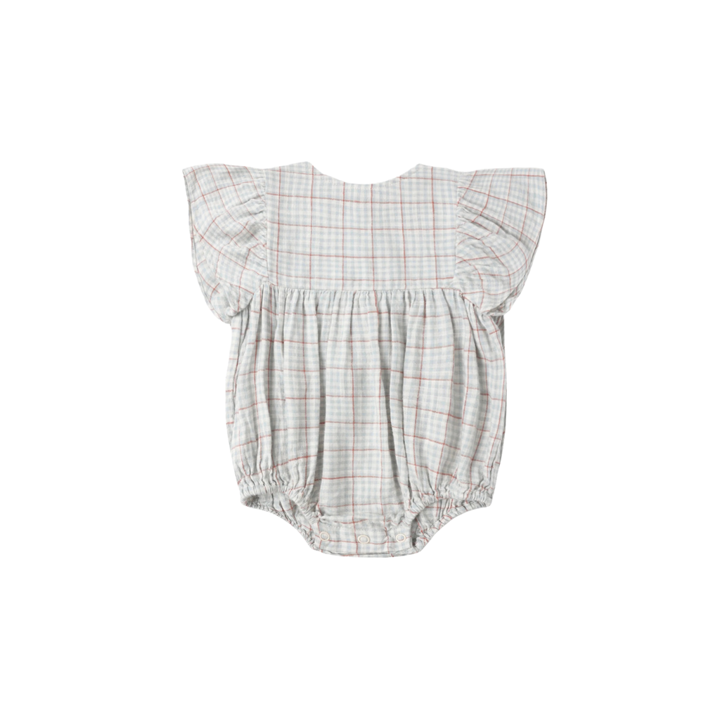 Kalea Romper | Light Blue Plaid