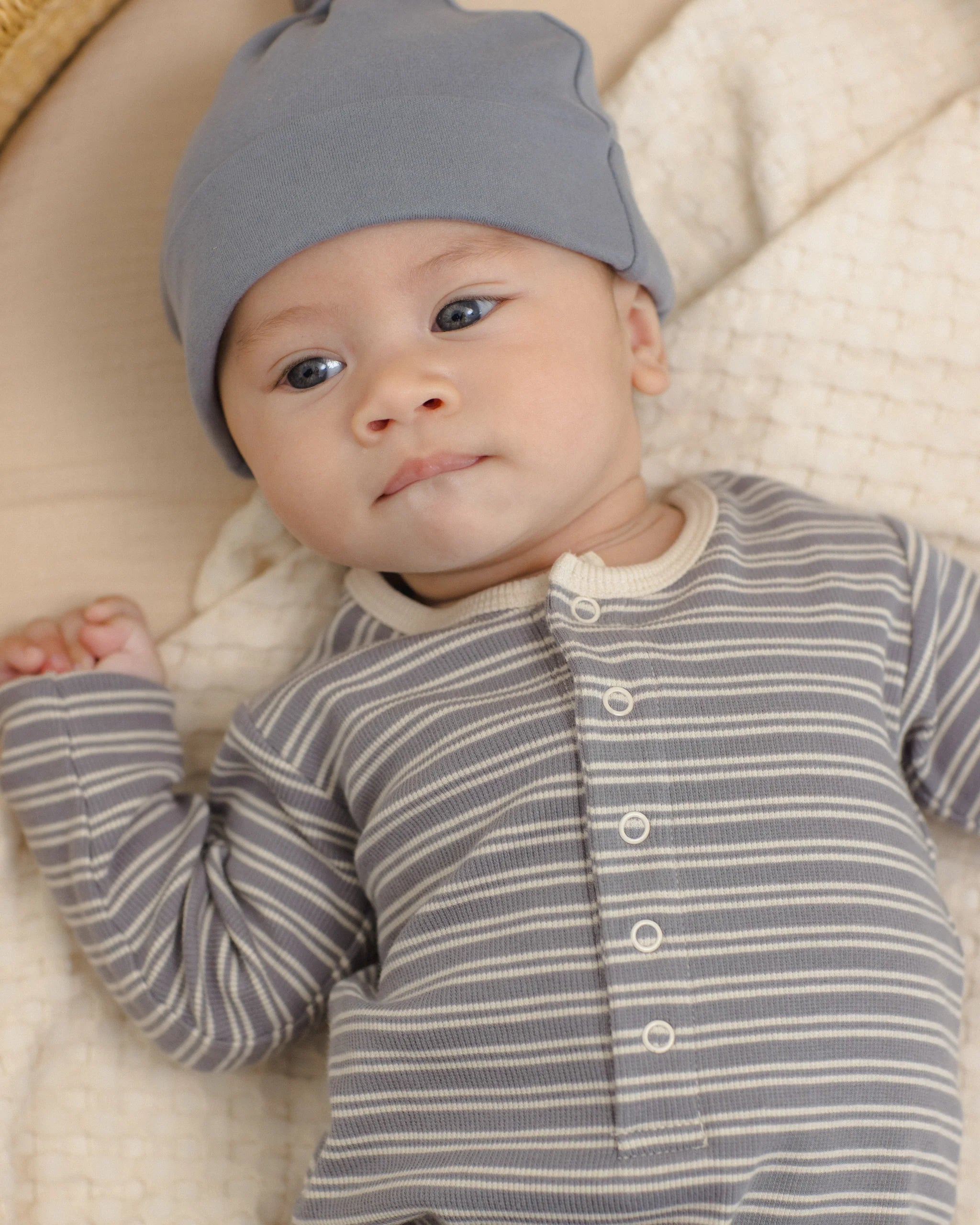 Ribbed Baby Jumpsuit | Slate Microstripe