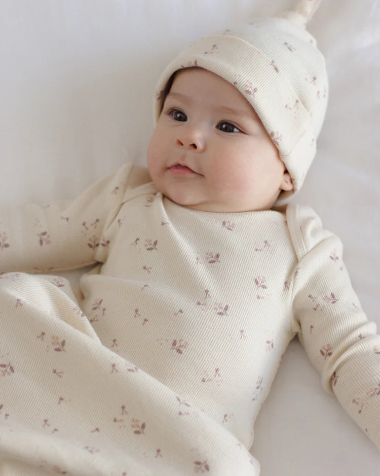 Knotted Baby Gown & Hat Set | Fall Ditsy