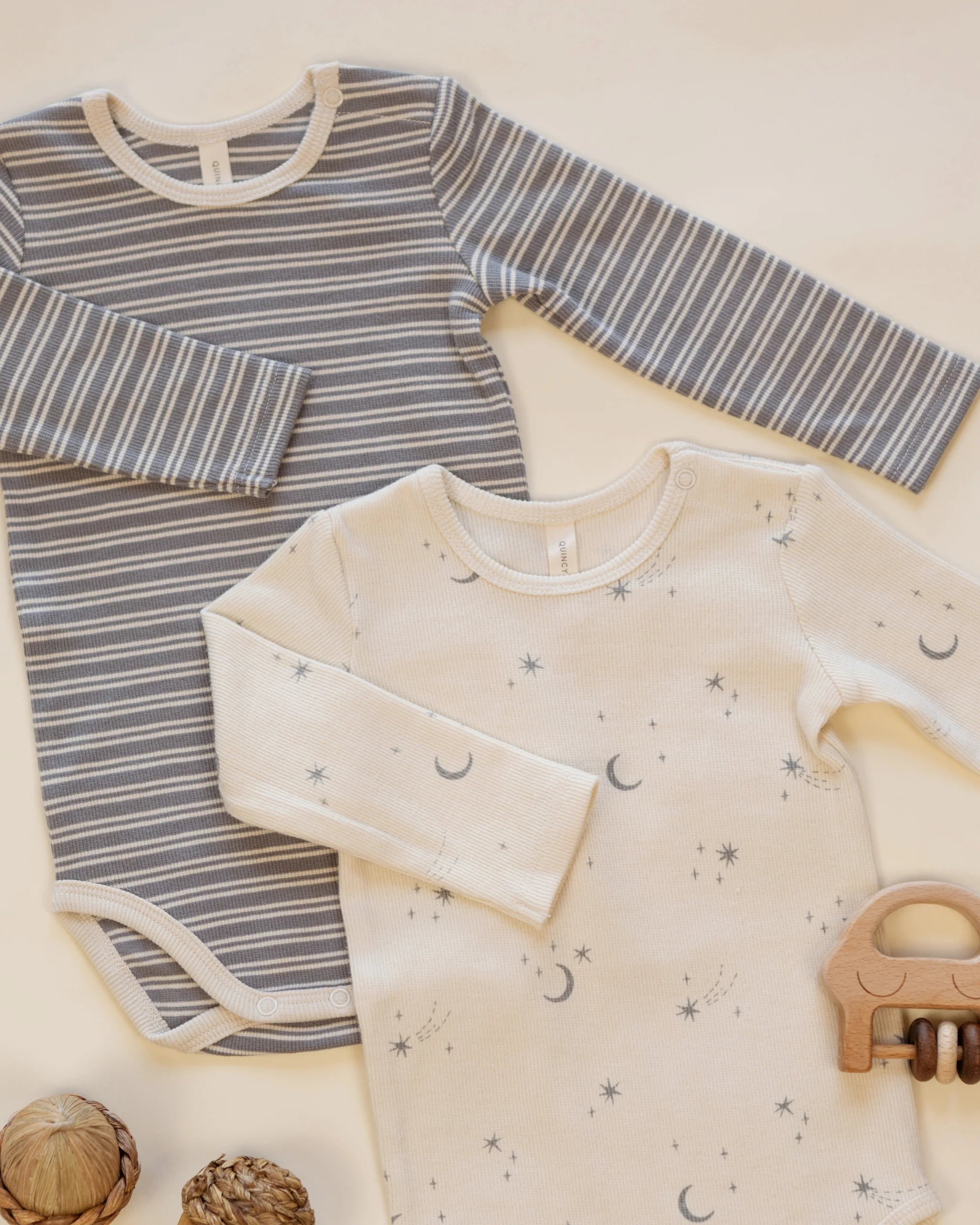 Ribbed Bodysuit | Two pack | Microstripe & Celestial