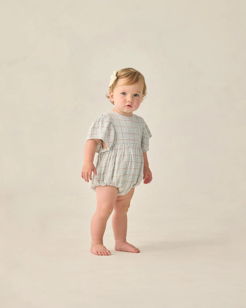 Kalea Romper | Light Blue Plaid