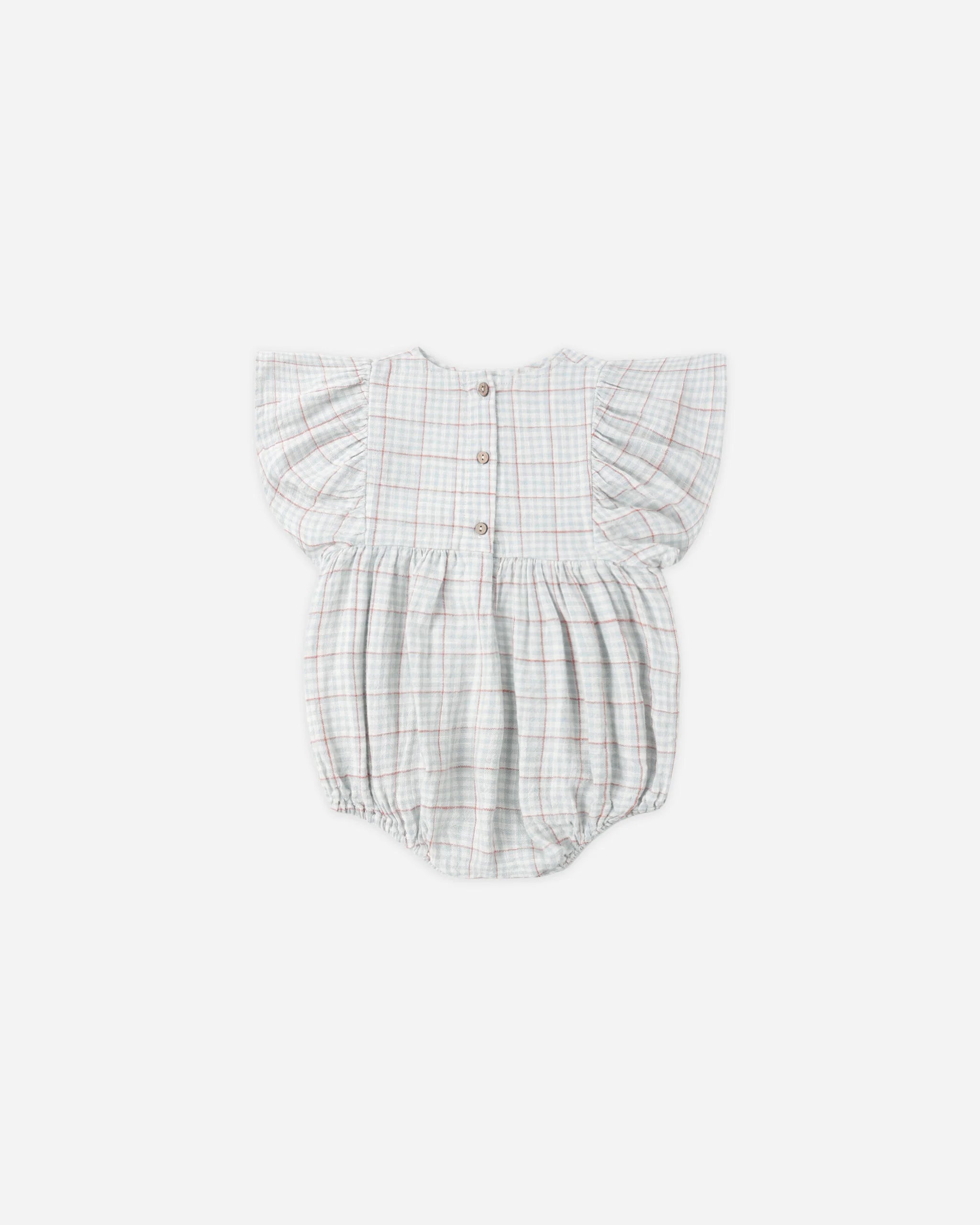 Kalea Romper | Light Blue Plaid