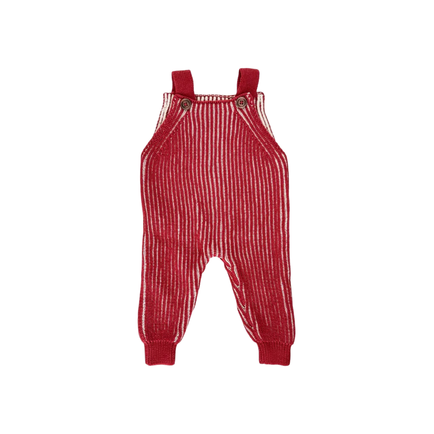 Cotton Brioche Overalls | Red/Cream