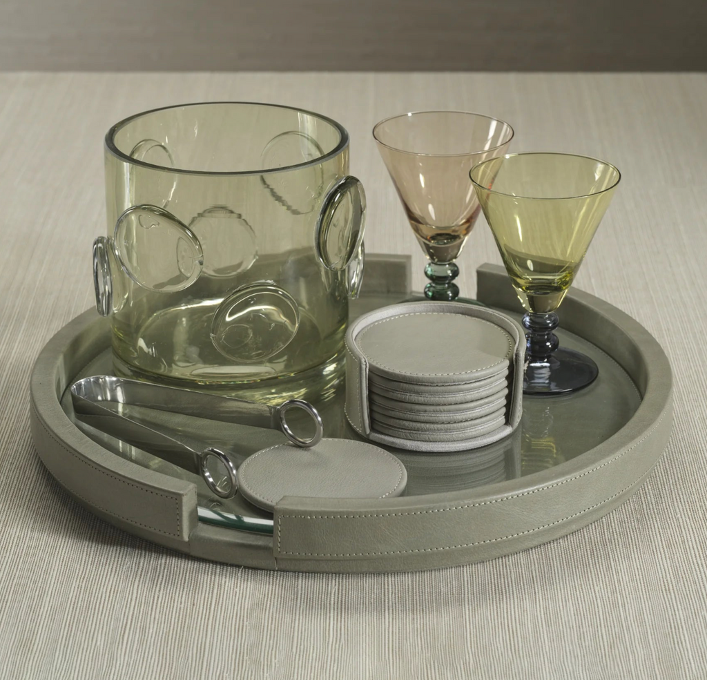 Leather & Glass Serving Tray | In Shoppe Pickup Only