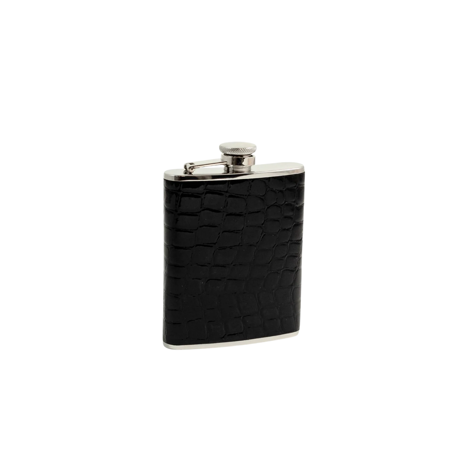 Stainless Steel & Croco Leather Flask | Black