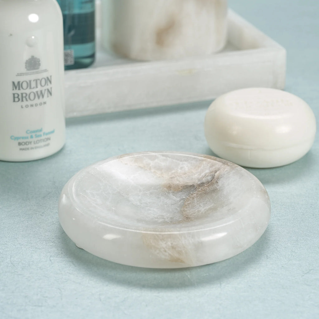 Alabaster Round Soap Dish | In Shoppe Pickup Only