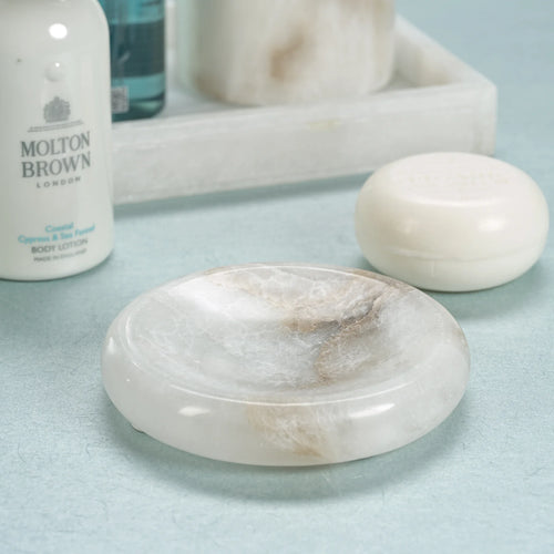 Alabaster Round Soap Dish | In Shoppe Pickup Only