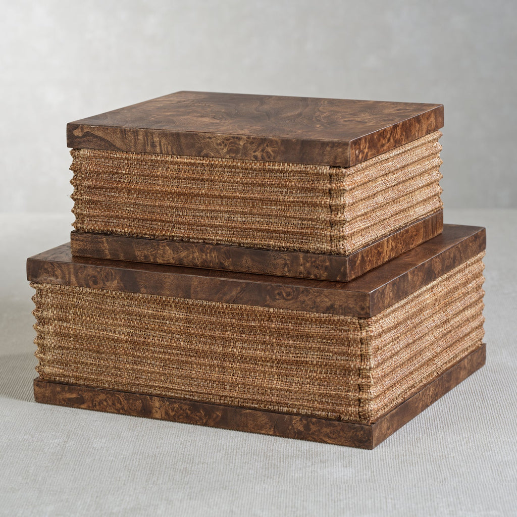Rosso Burlwood & Raffia Box | In Shoppe Pickup Only