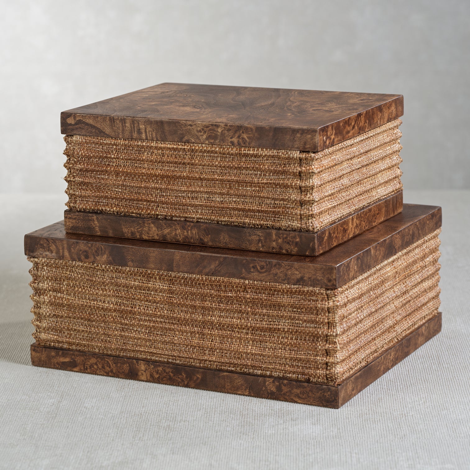 Rosso Burlwood & Raffia Box | In Shoppe Pickup Only