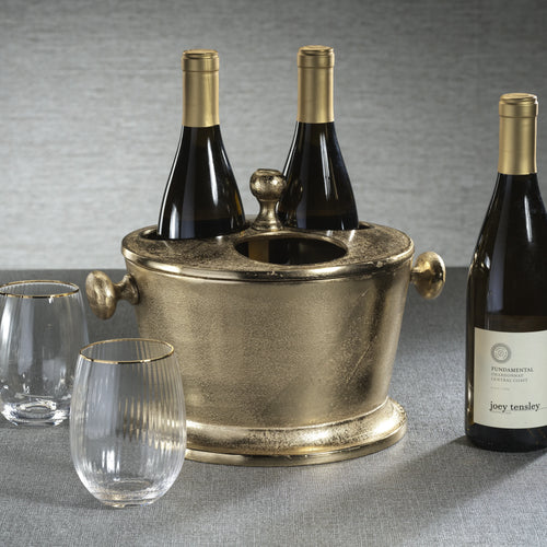 Alloy Three Bottle Wine Holder | Gold | In Shoppe Pickup Only