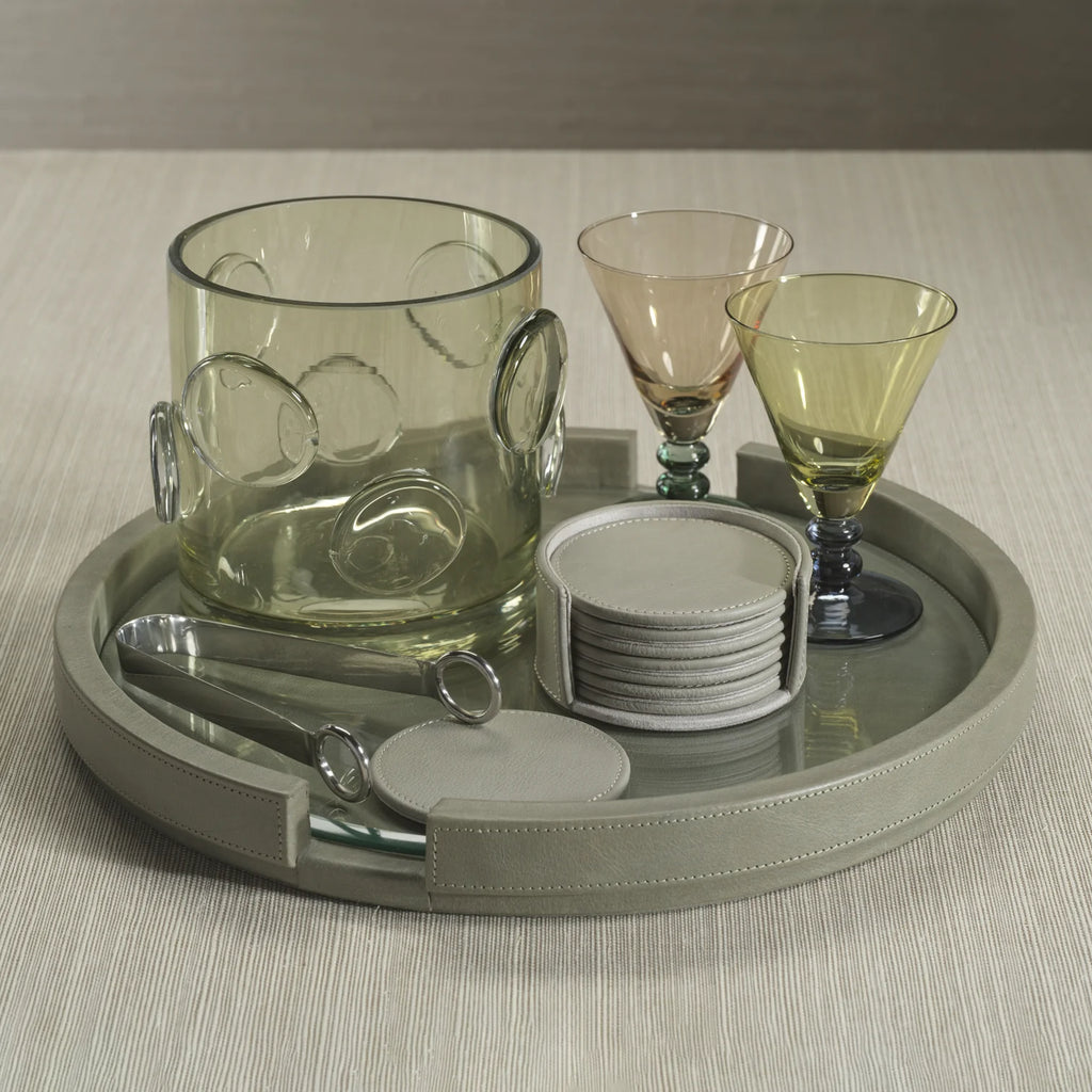 Gray Leather Coaster Set
