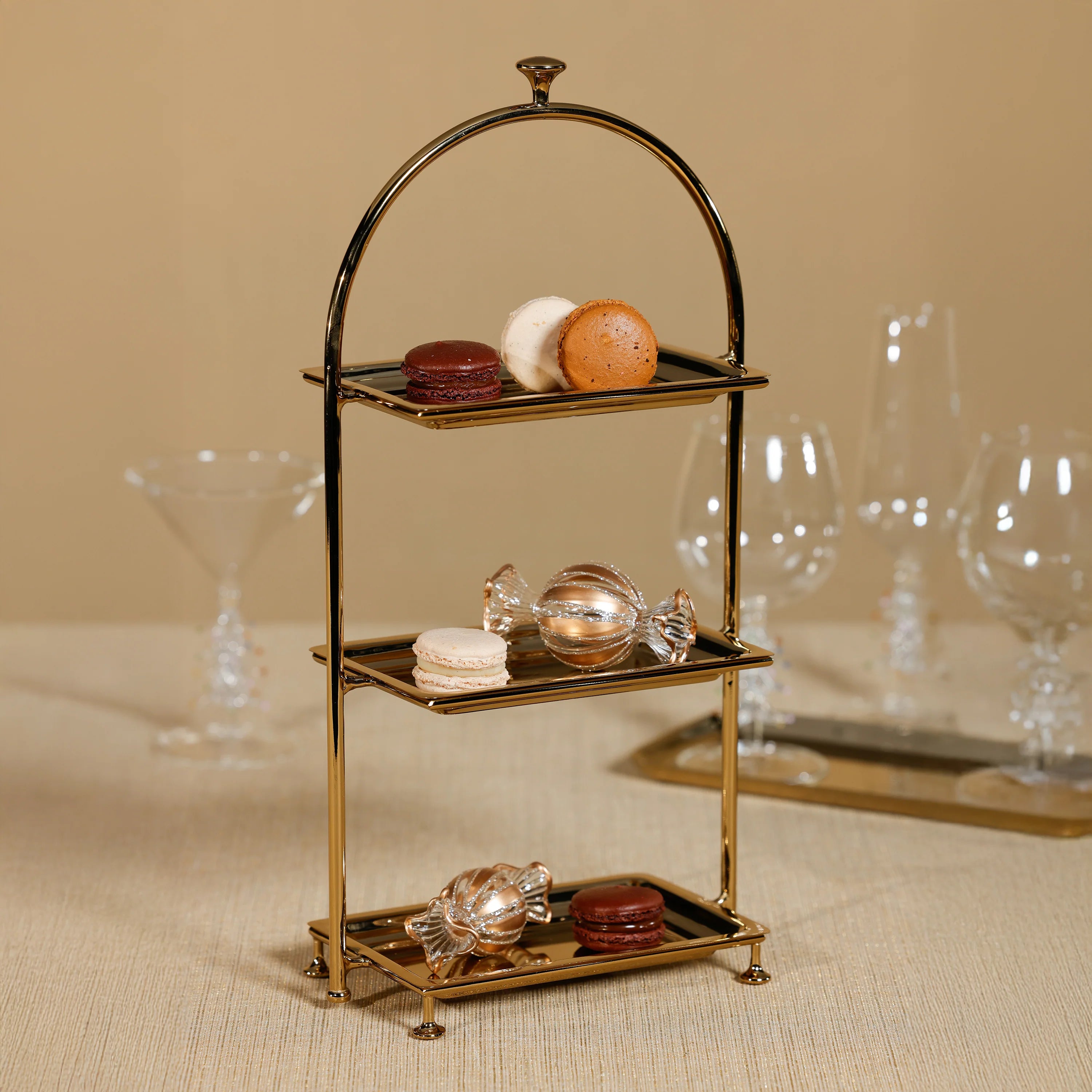 High Tea 3-Tier Stand | Polished Gold | In Shoppe Pickup Only