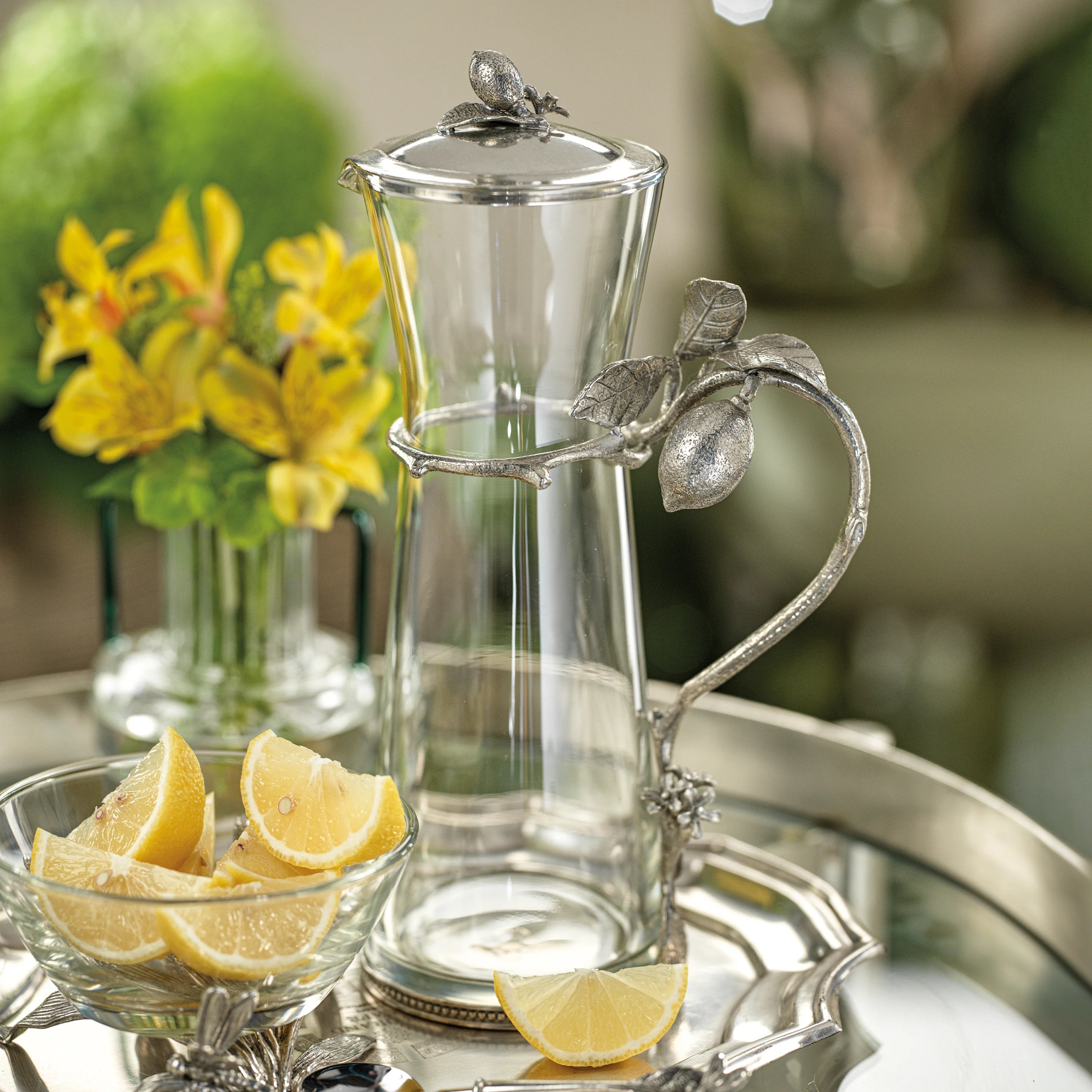 Limón Agria Pewter and Glass Pitcher with Lid | In Shoppe Pickup Only
