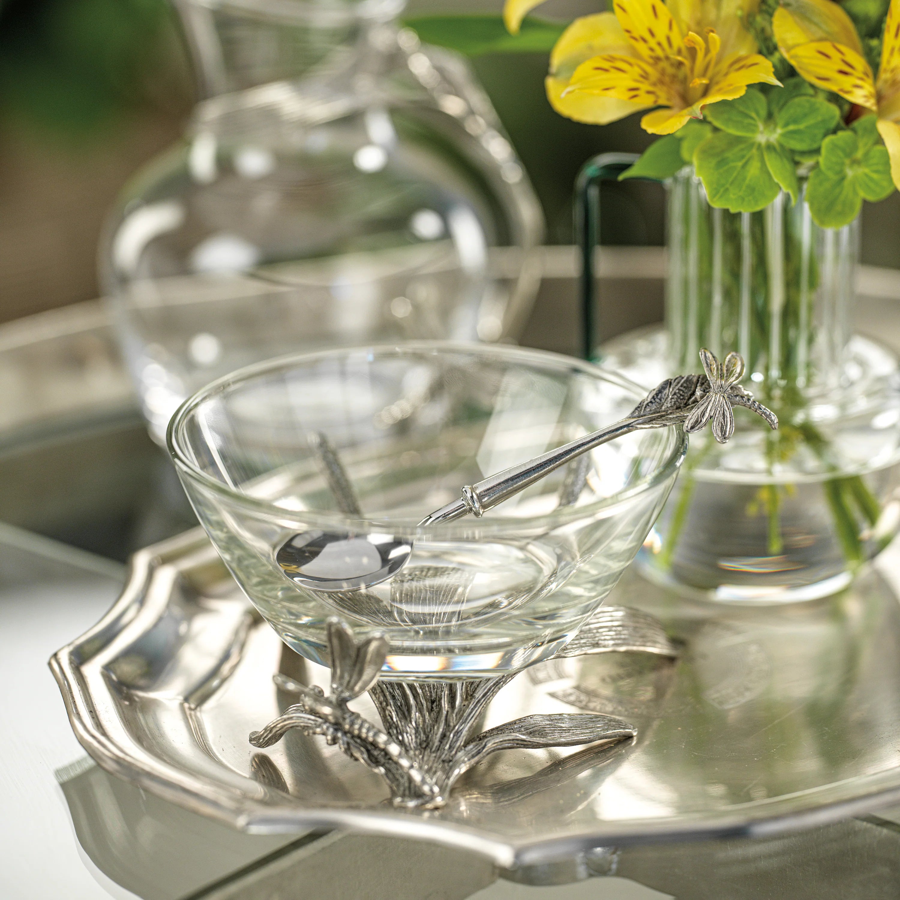 Dragonfly Pewter and Glass Bowl | In Shoppe Pickup Only