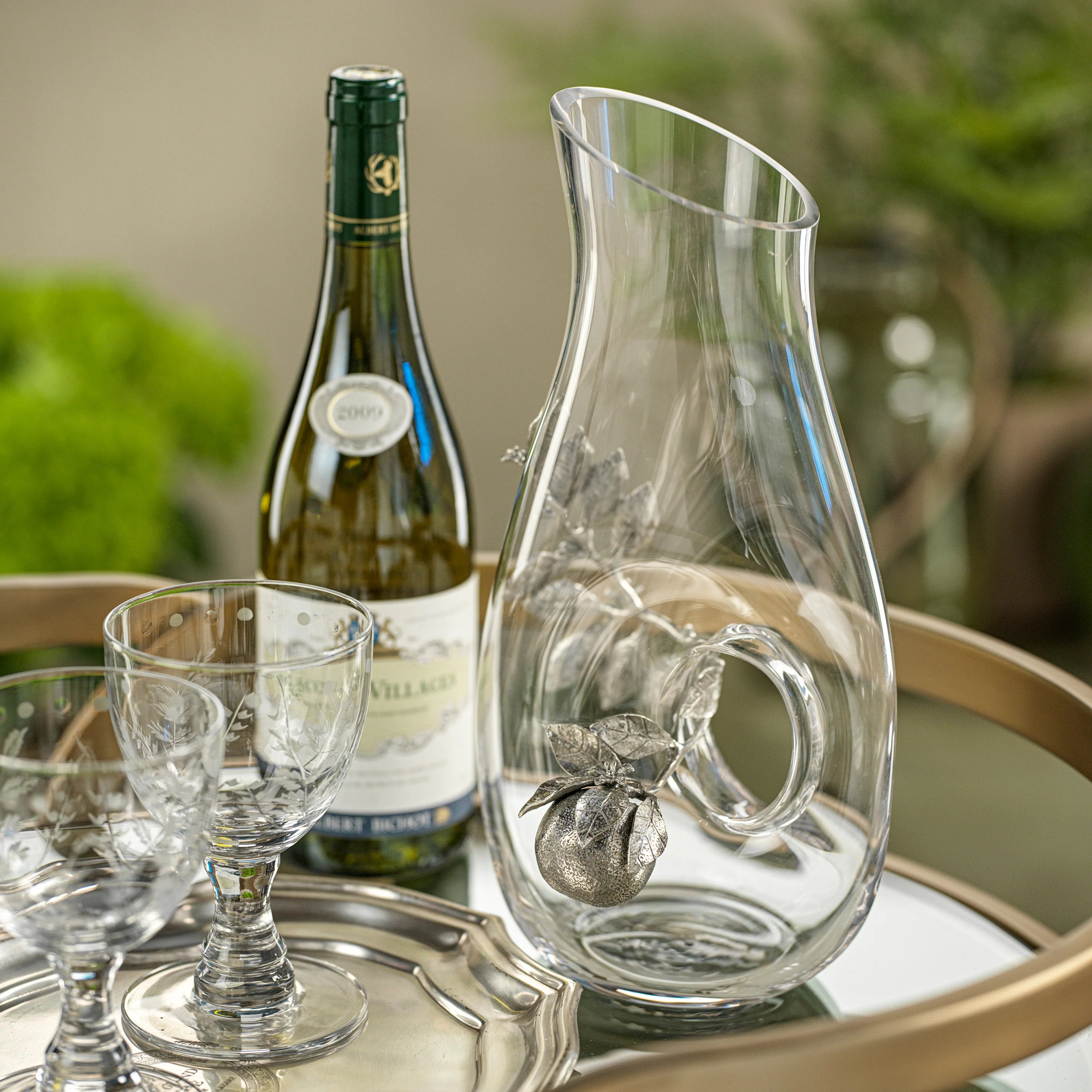 Lemon Pewter and Glass Off-Center Pitcher | In Shoppe Pickup Only