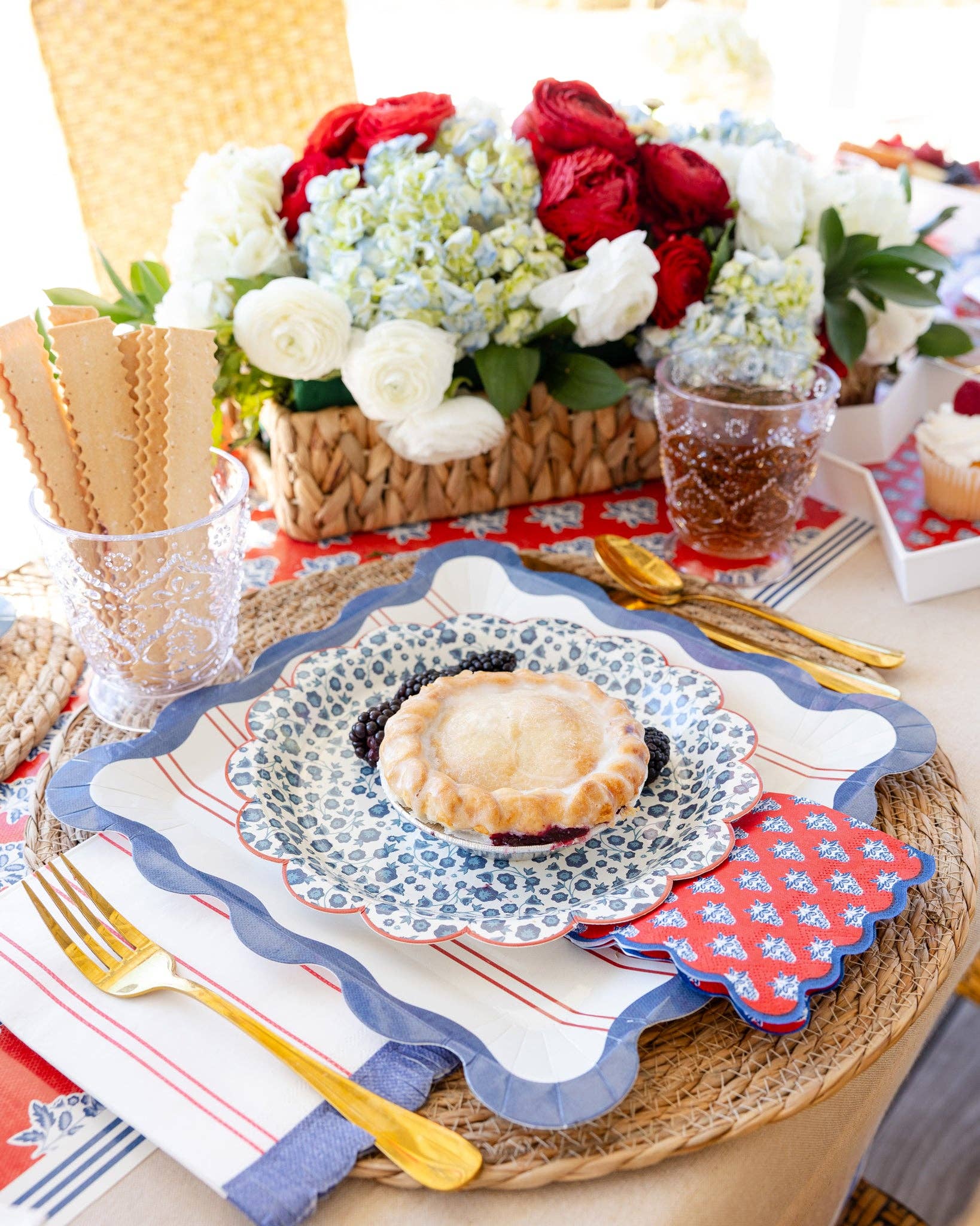 Red Stripes Paper Plate