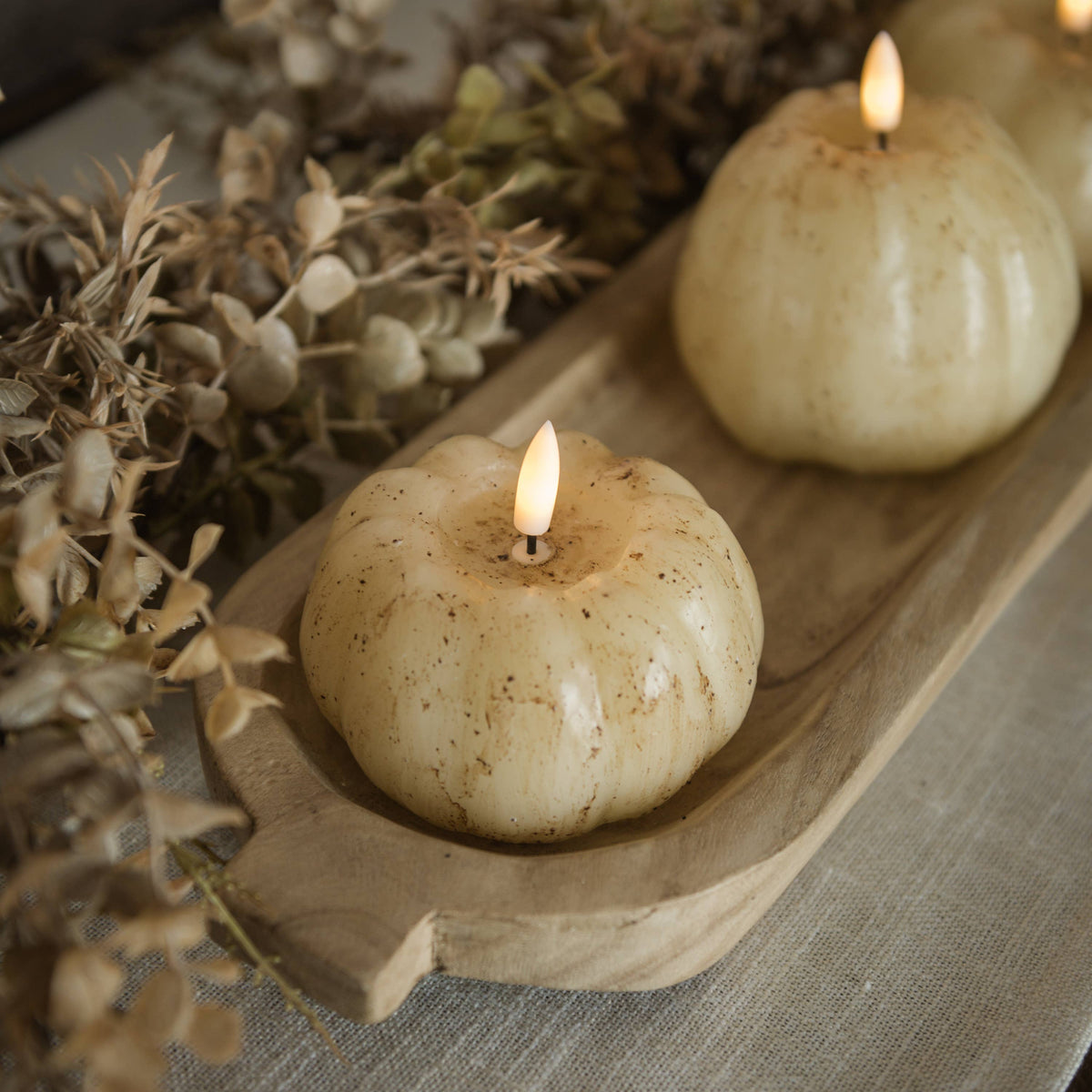 Cream Short Pumpkin Candle