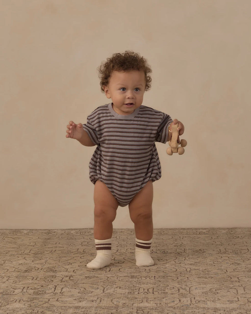 Relaxed Bubble Romper | Vintage Stripe