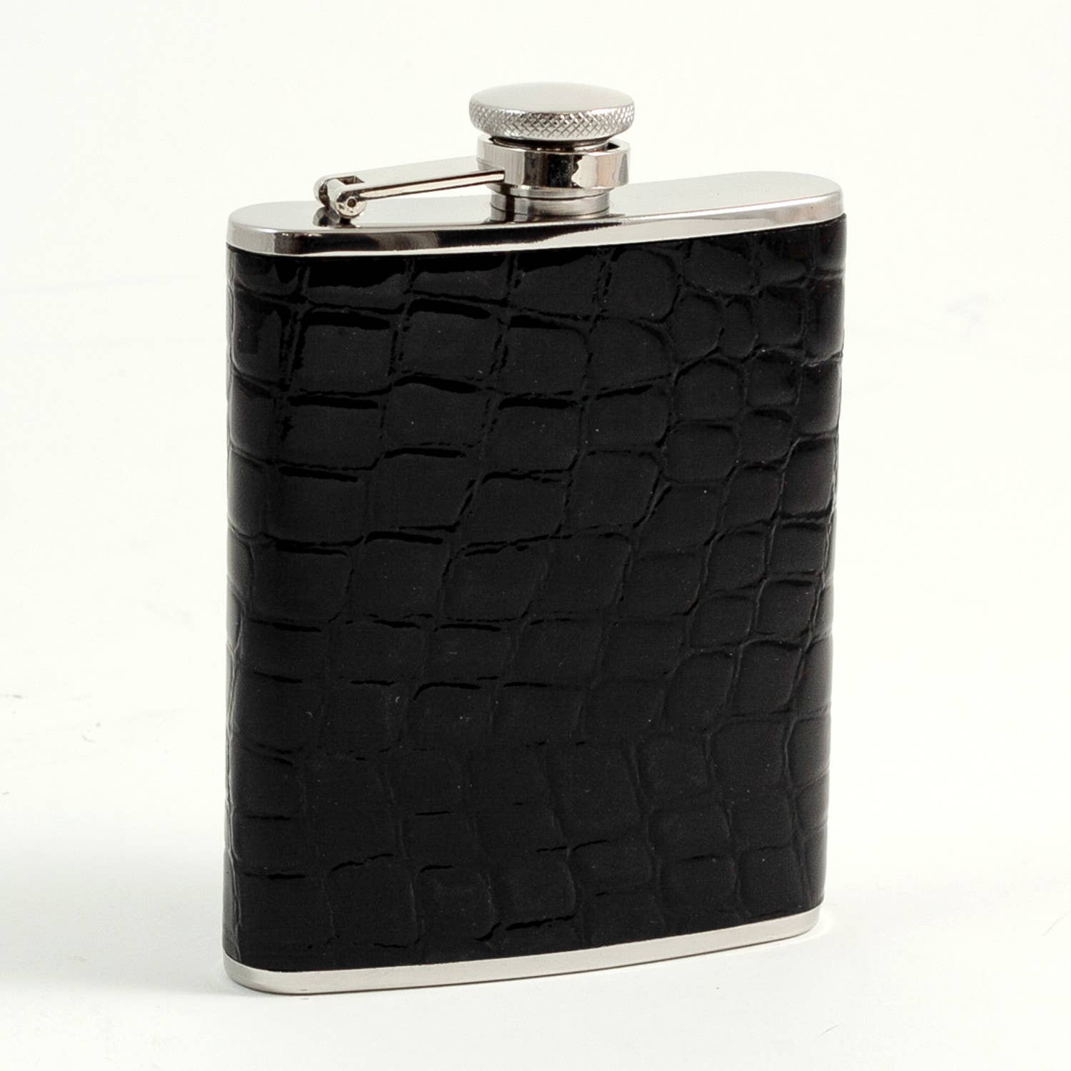 Stainless Steel & Croco Leather Flask | Black