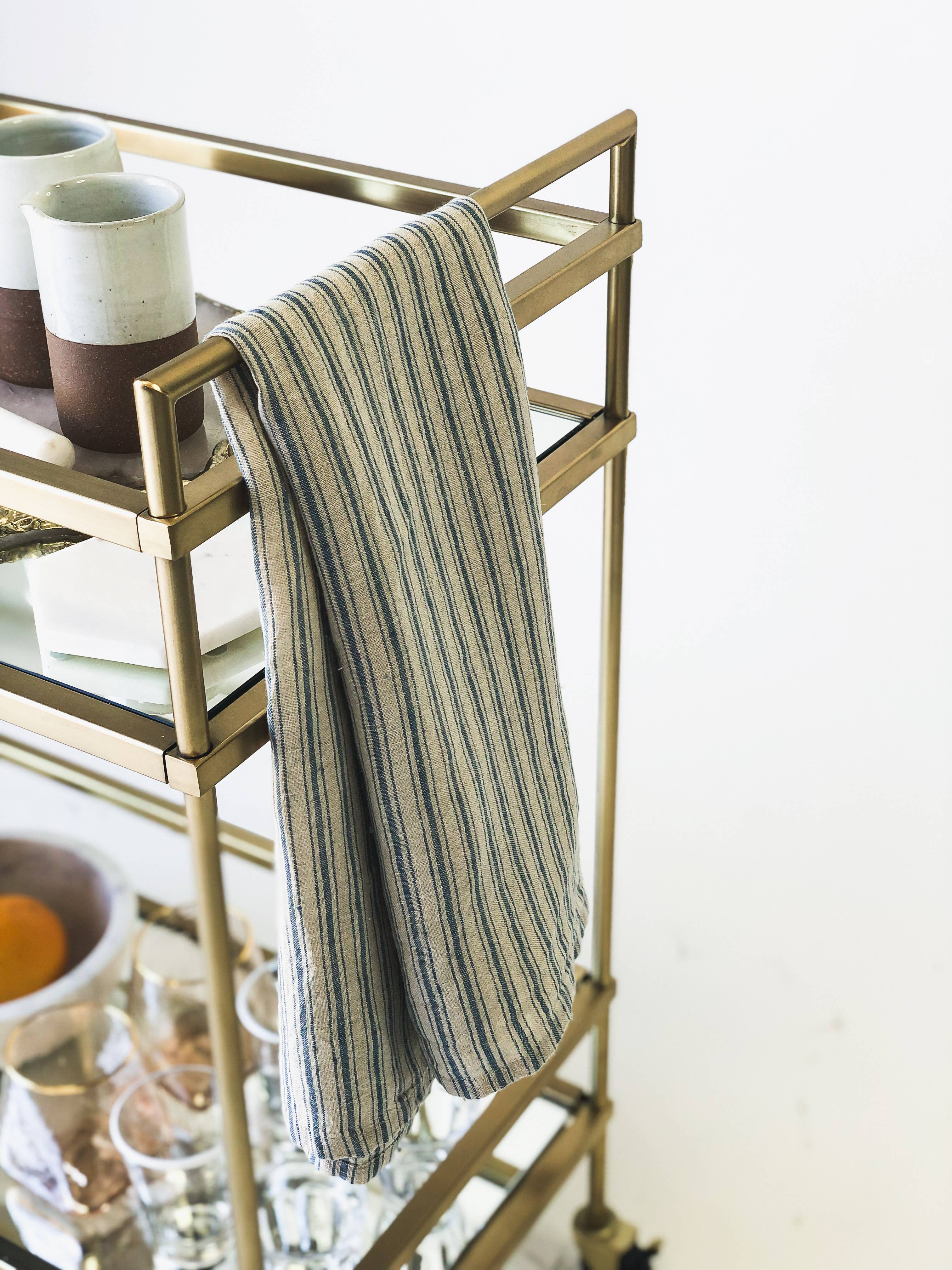 Boat Stripe Linen Towels | Natural & Blue