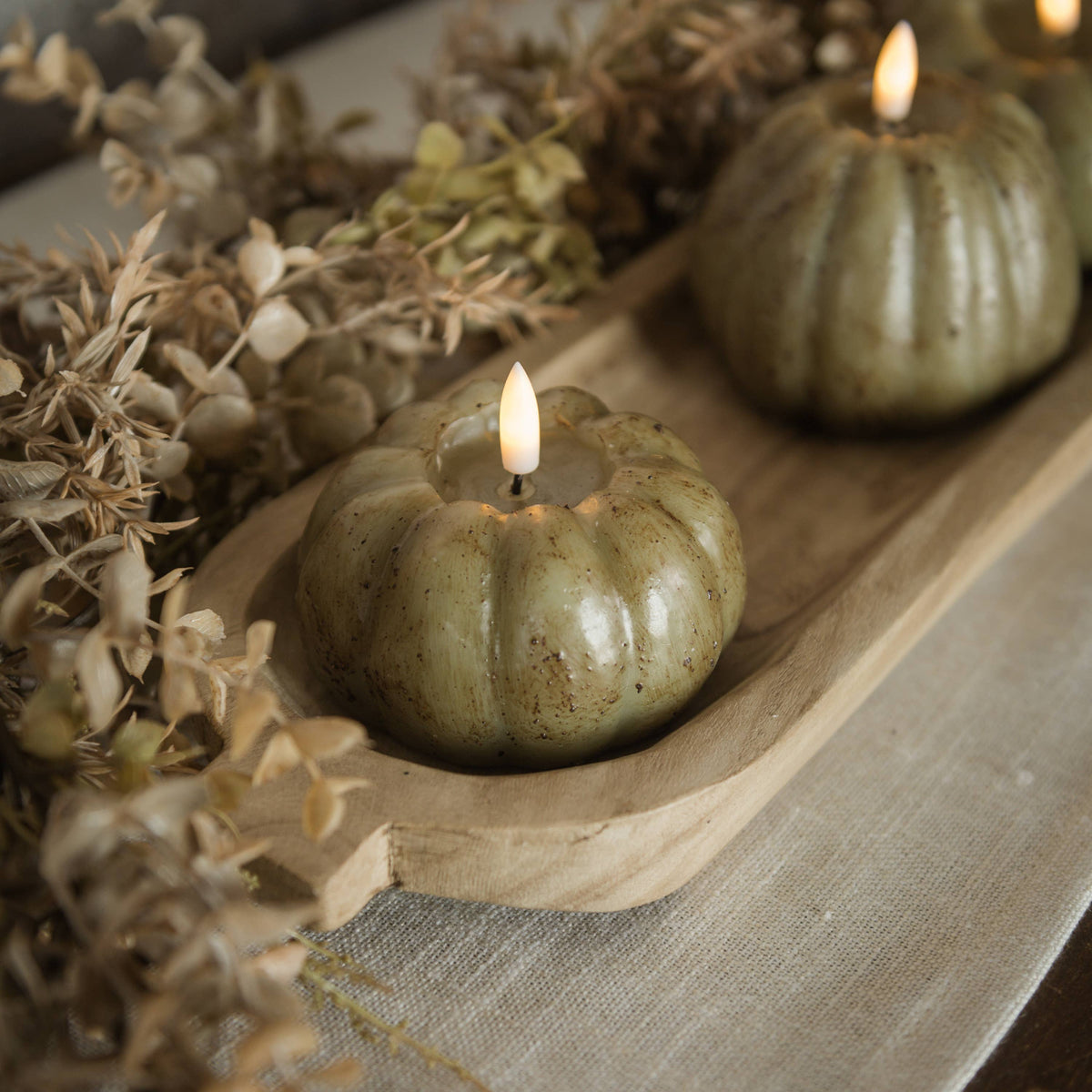 Green Short Pumpkin Candle