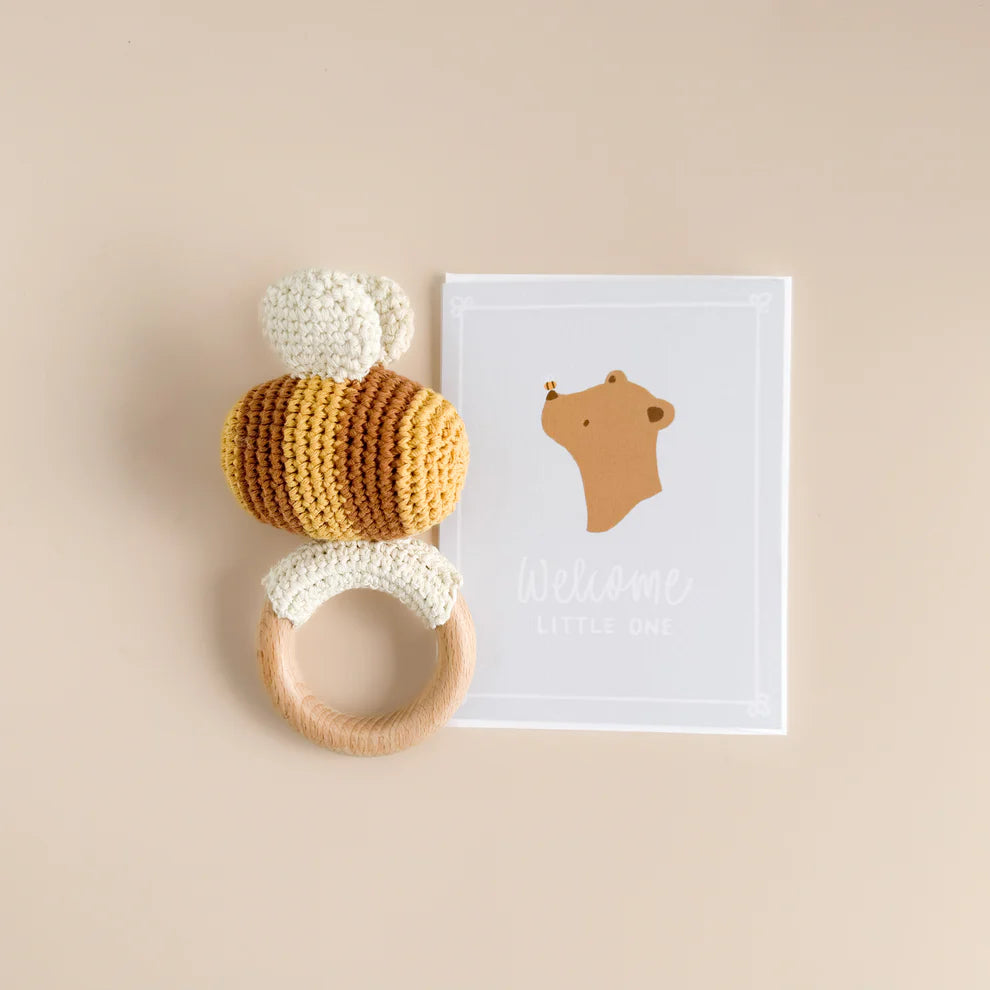 Welcome Little One Bee Bear Greeting Card