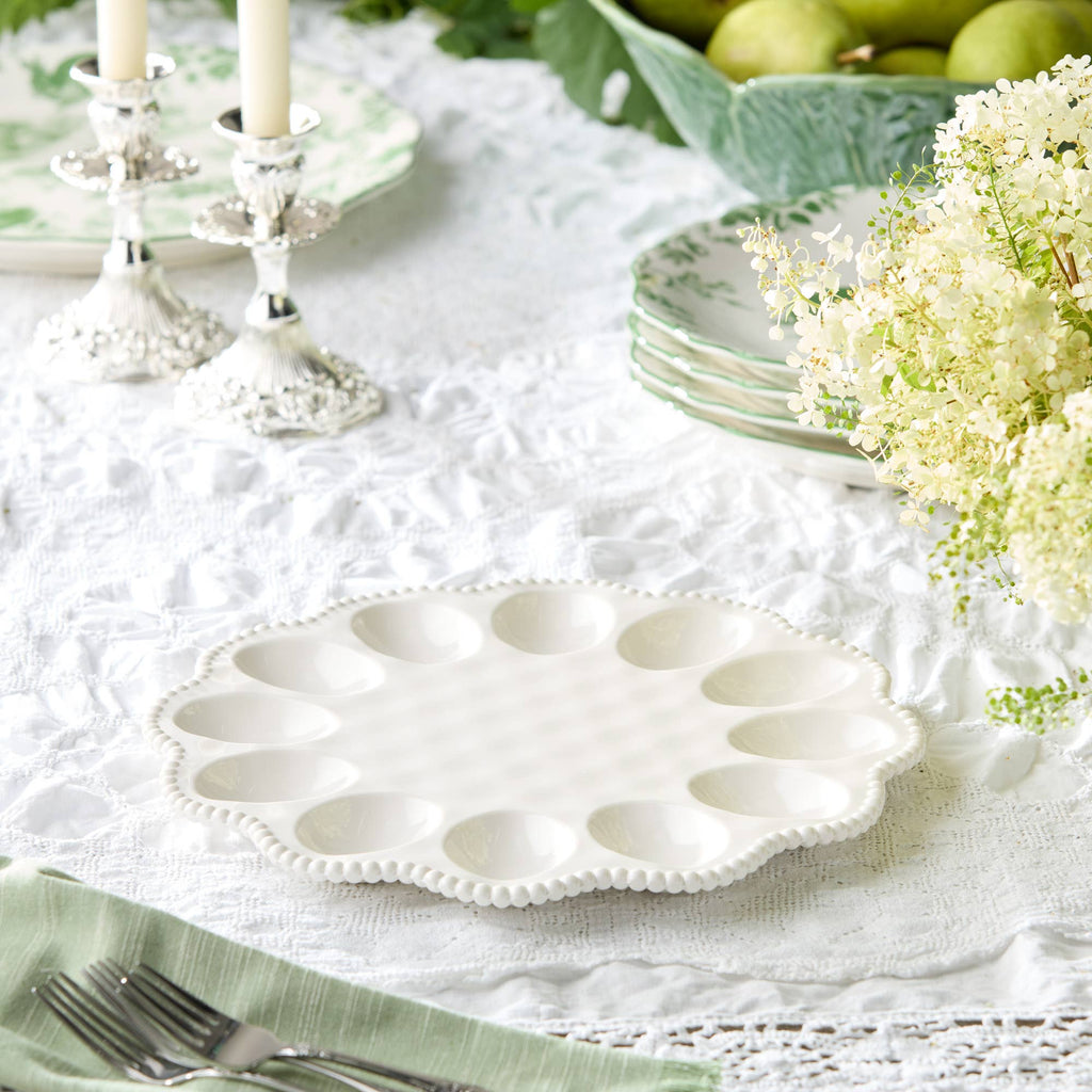 Perlette Cream Egg Plate | In Shoppe Pickup Only