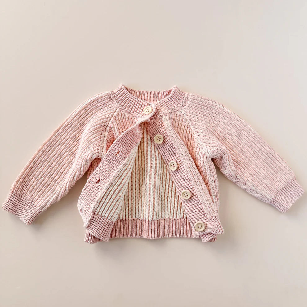 Cotton Brioche Cardigan, Blush - Pink