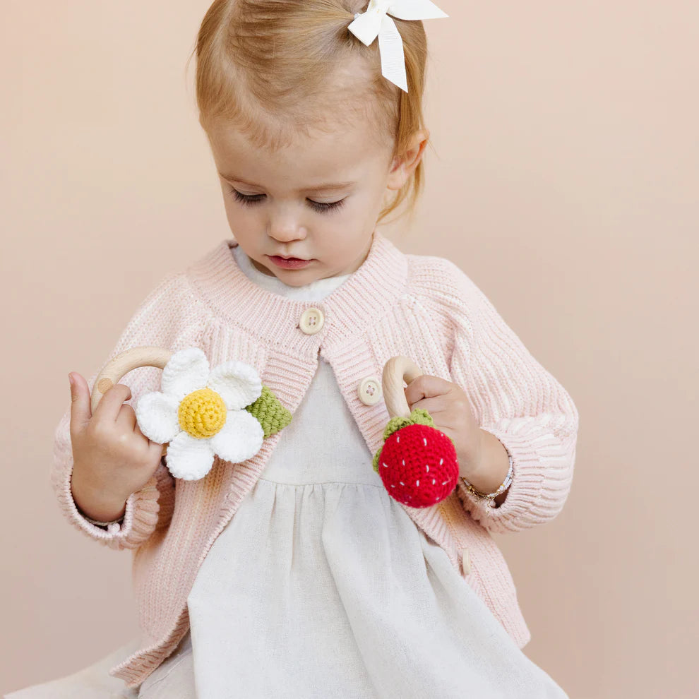 Cotton Brioche Cardigan, Blush - Pink