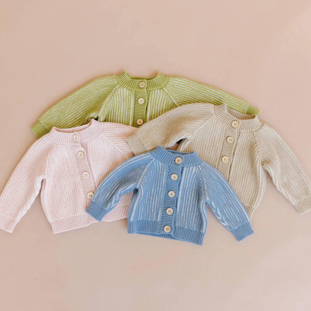 Dusty Blue Cotton Brioche Cardigan