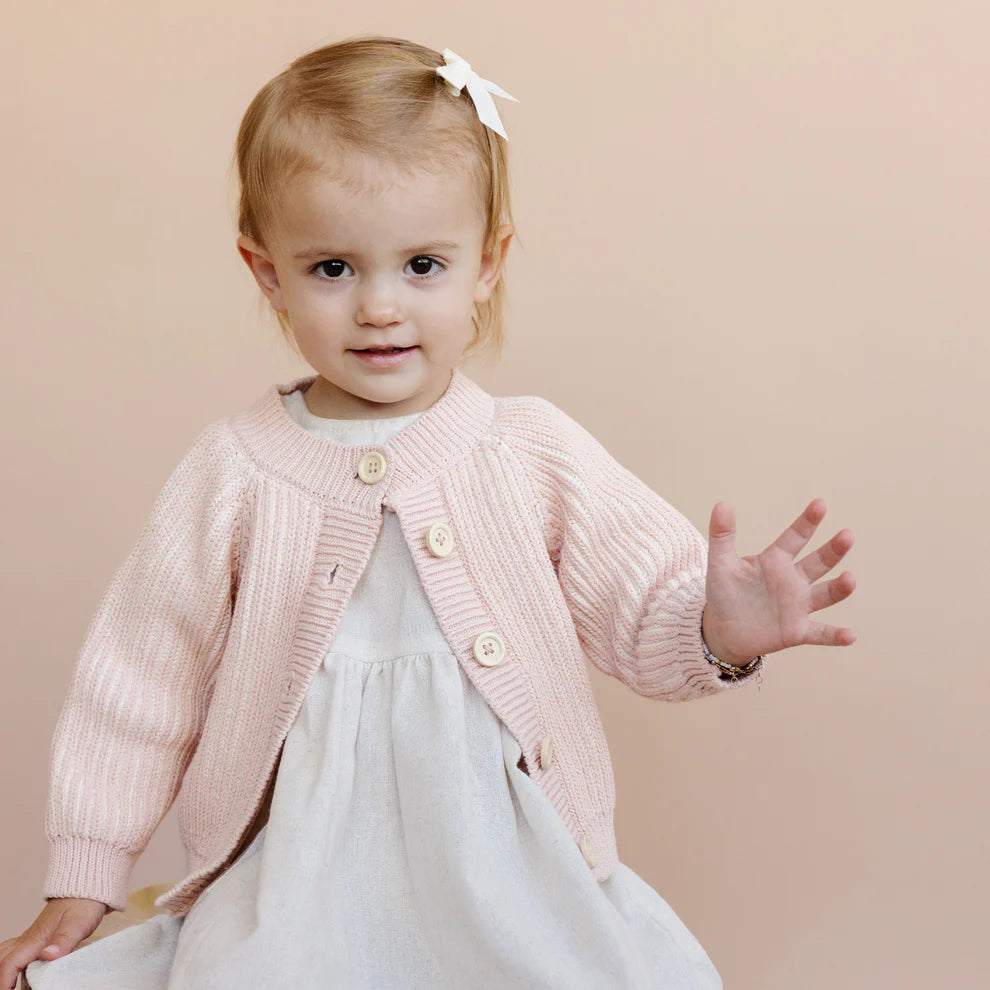 Cotton Brioche Cardigan, Blush - Pink