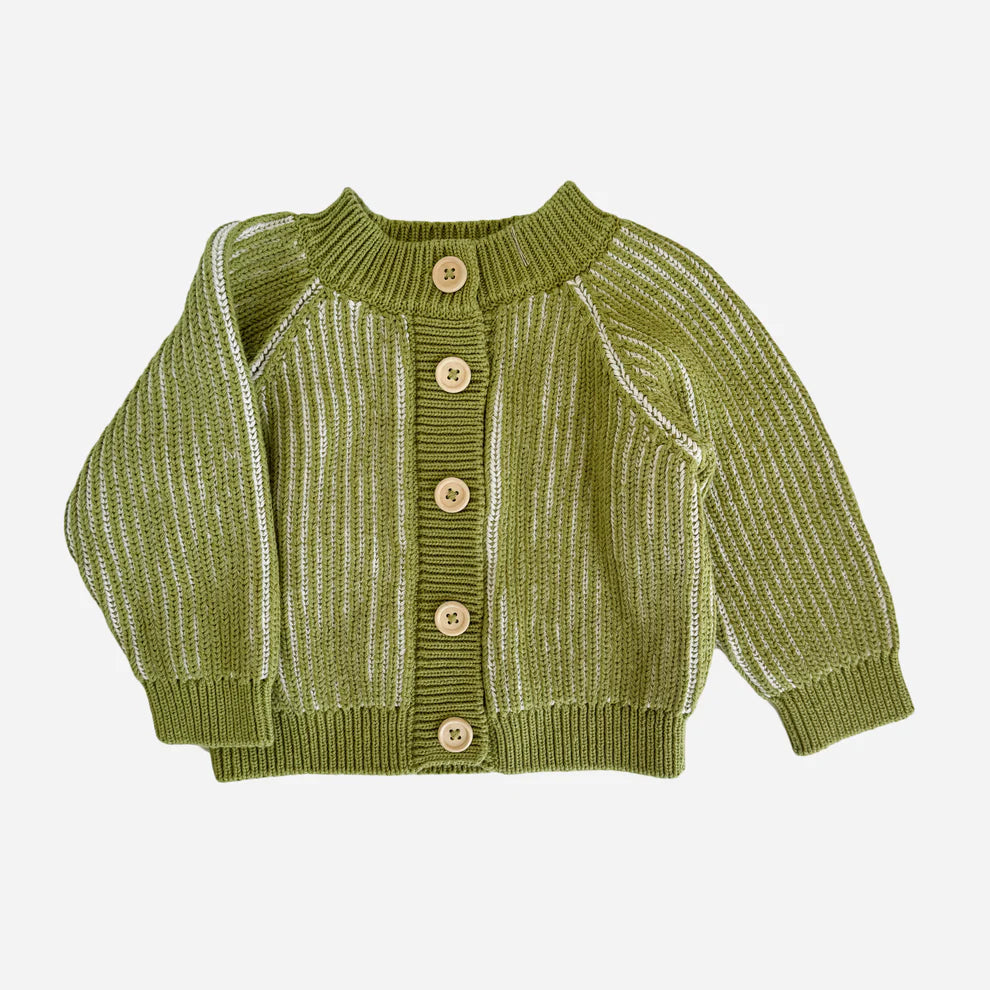 Green Cotton Brioche Cardigan