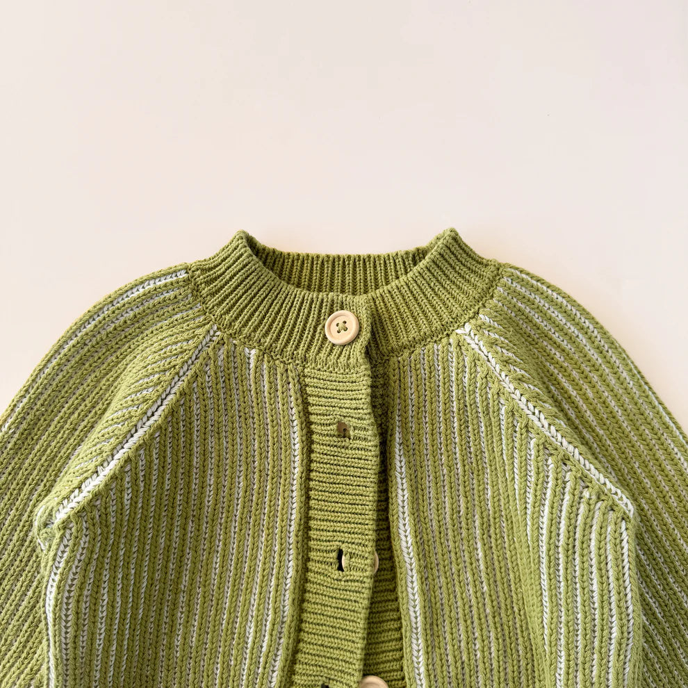 Green Cotton Brioche Cardigan