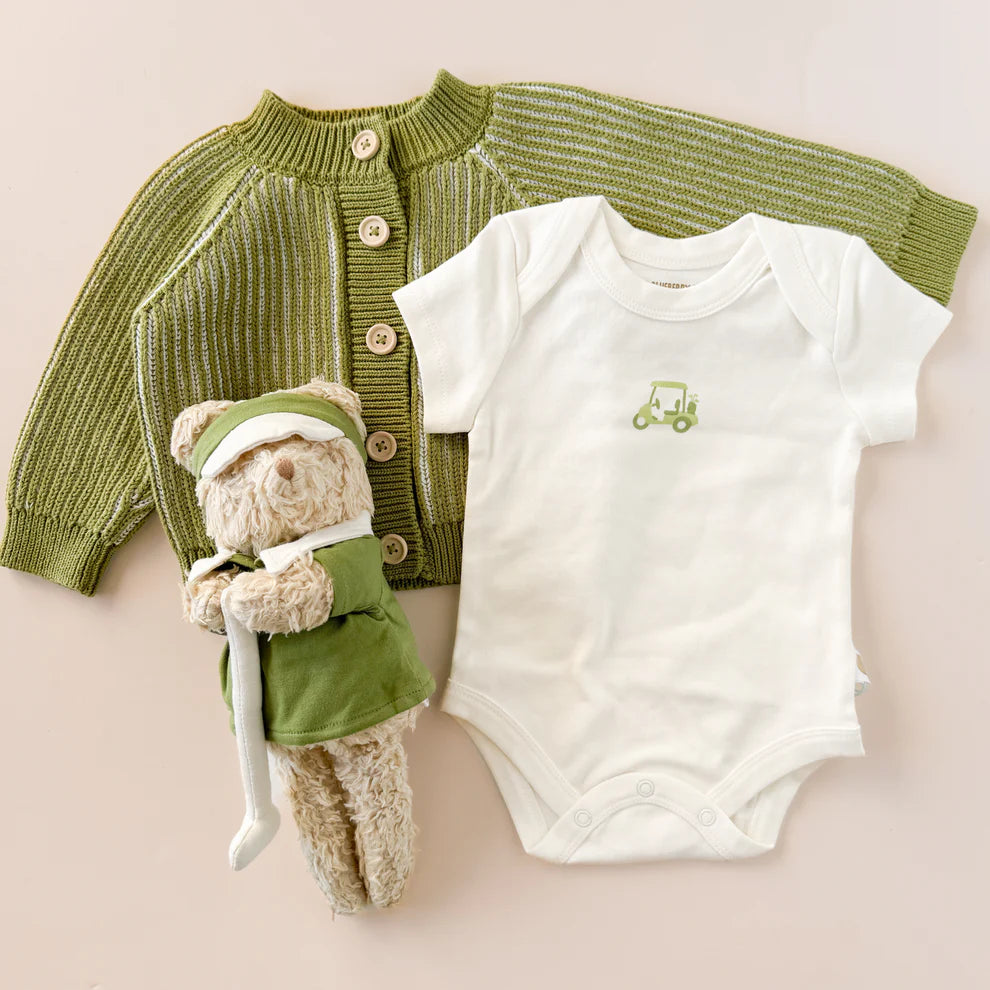 Green Cotton Brioche Cardigan