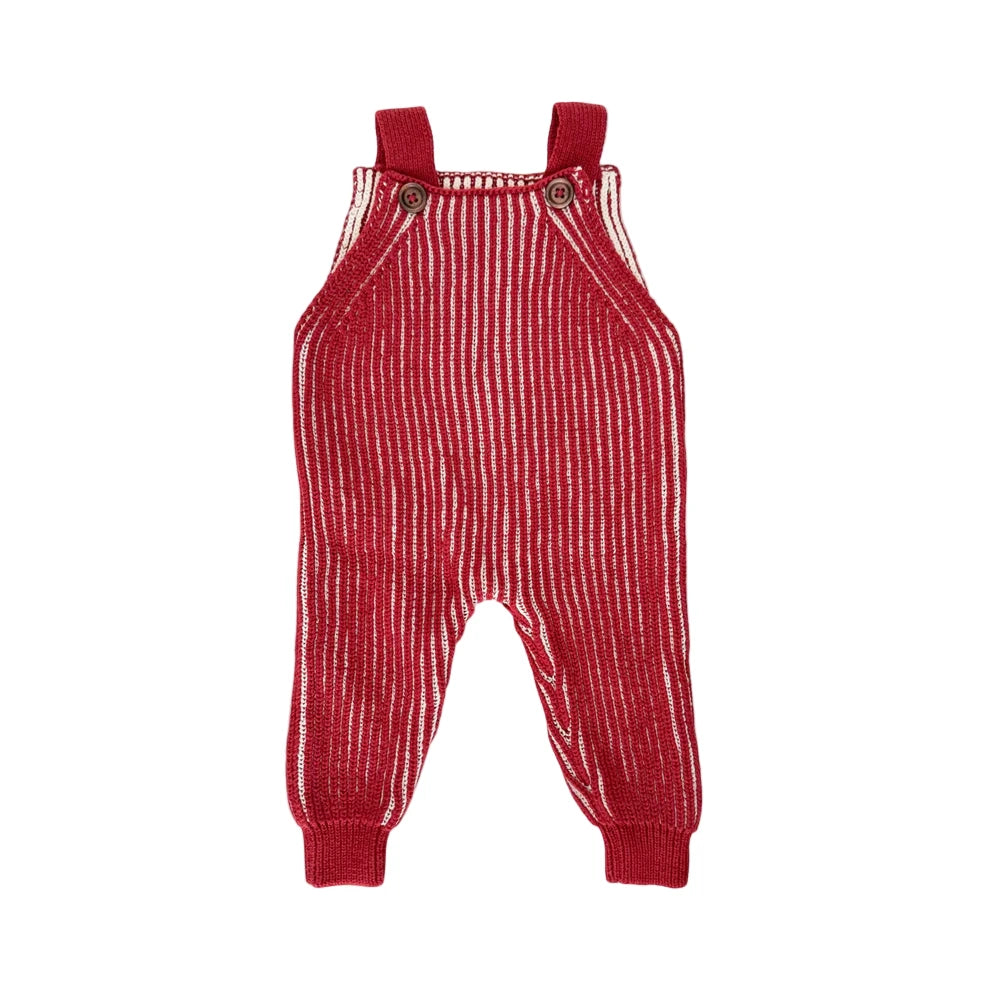 Red and Cream Cotton Brioche Overalls