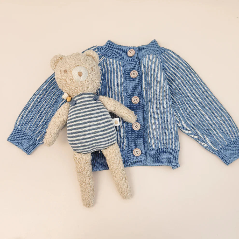 Dusty Blue Cotton Brioche Cardigan