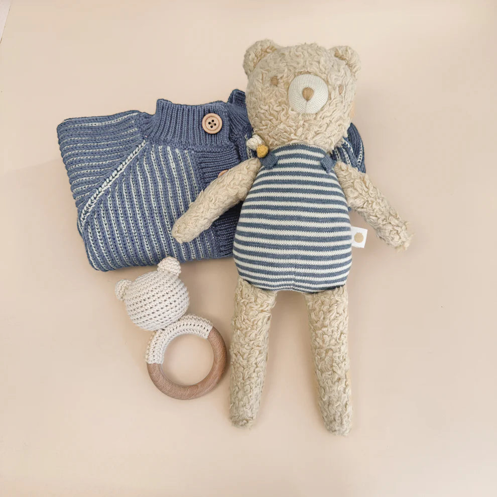Dusty Blue Cotton Brioche Cardigan