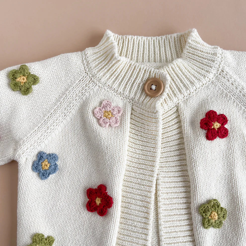 Multicolor Cotton Flower Cardigan