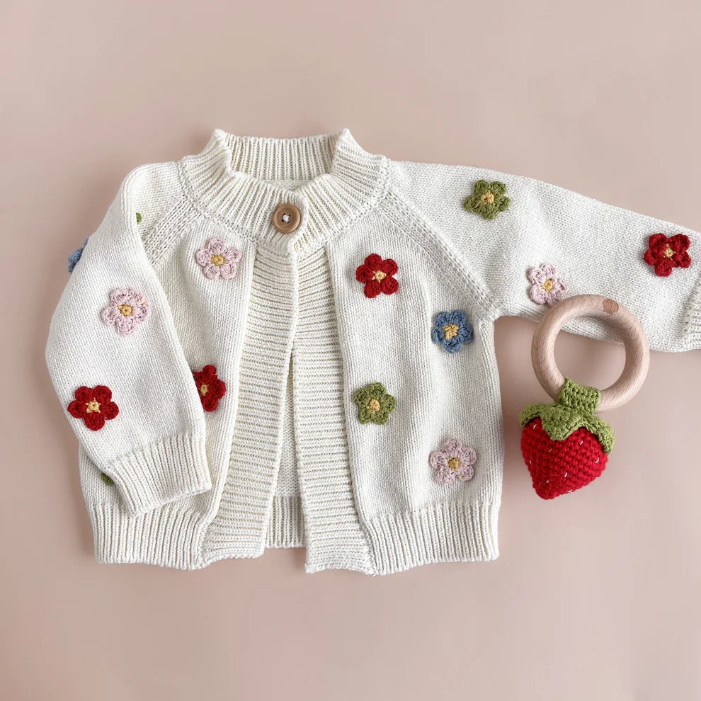 Multicolor Cotton Flower Cardigan