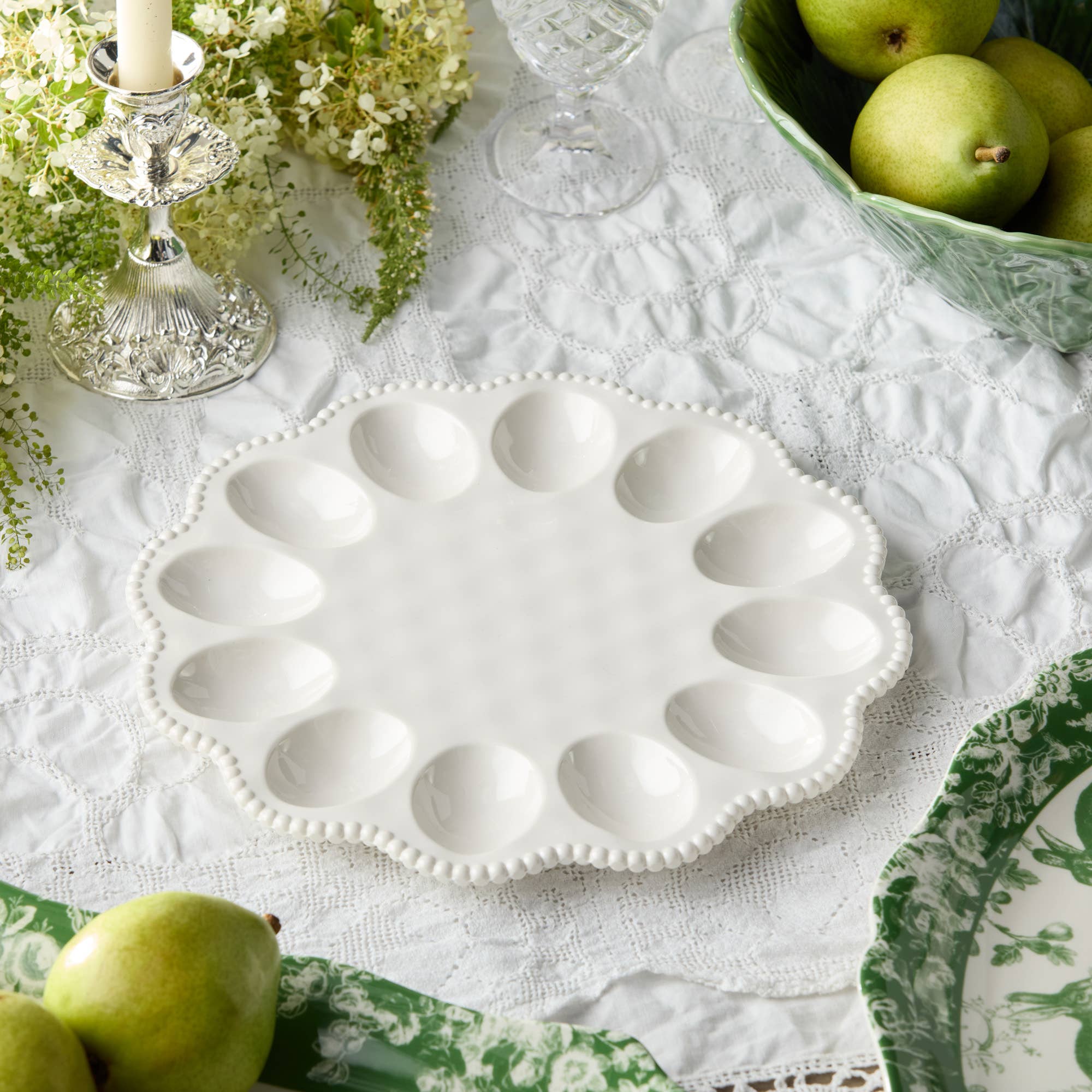Perlette Cream Egg Plate | In Shoppe Pickup Only