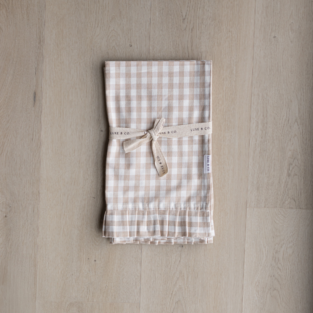 Ruffle Dish Towels | Beige Gingham