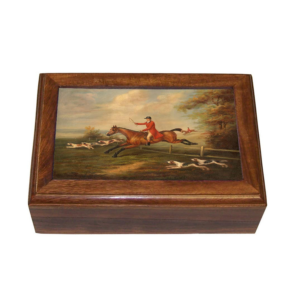 Fox Hunting Scene Vintage Wood Box | In Shoppe Pickup Only