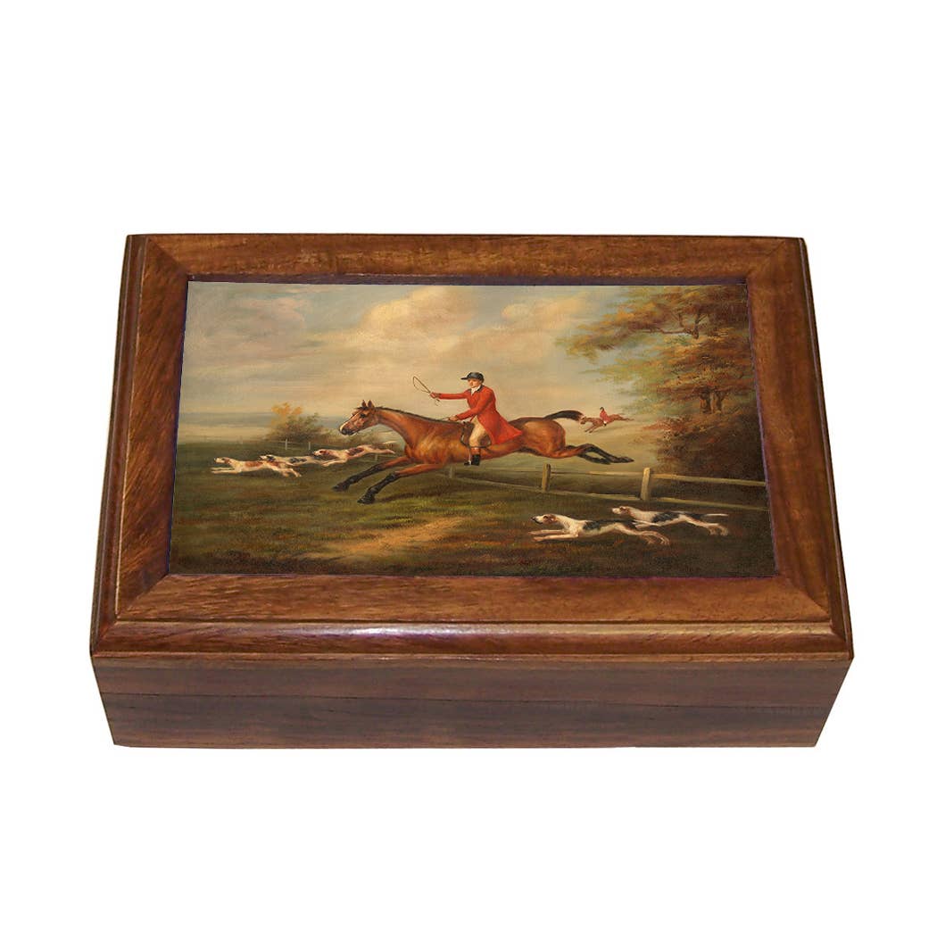 Fox Hunting Scene Vintage Wood Box | In Shoppe Pickup Only