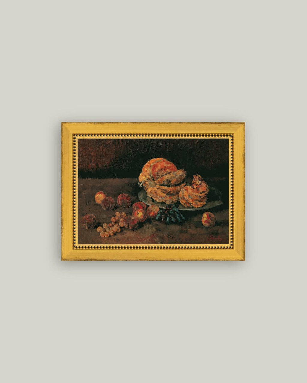 Still Life of Pumpkin, Grapes, and Peaches