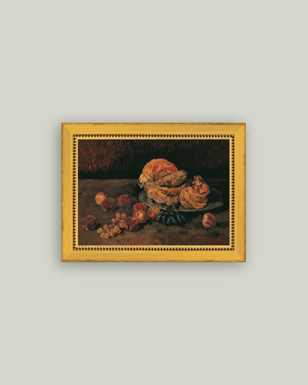 Still Life of Pumpkin, Grapes, and Peaches