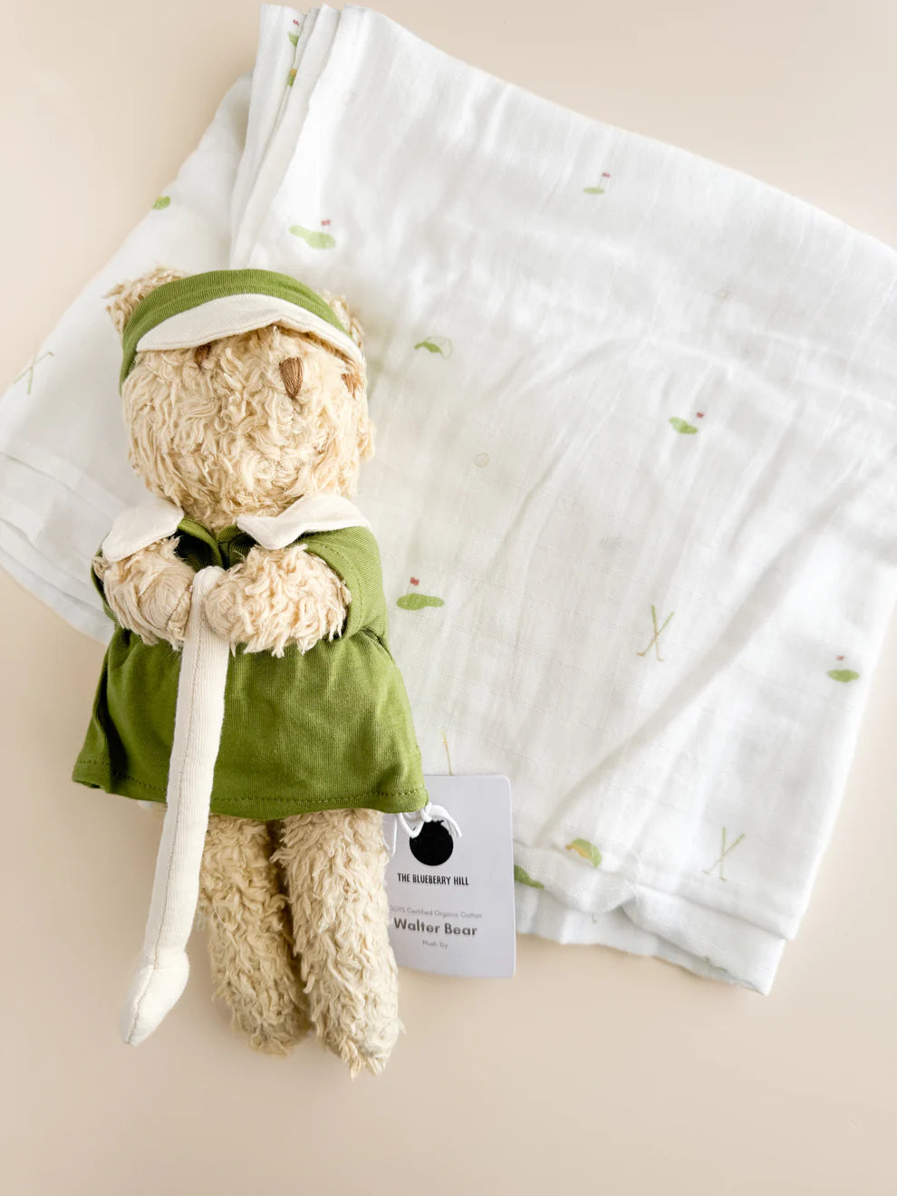 Organic Muslin Swaddle, Golf - Green