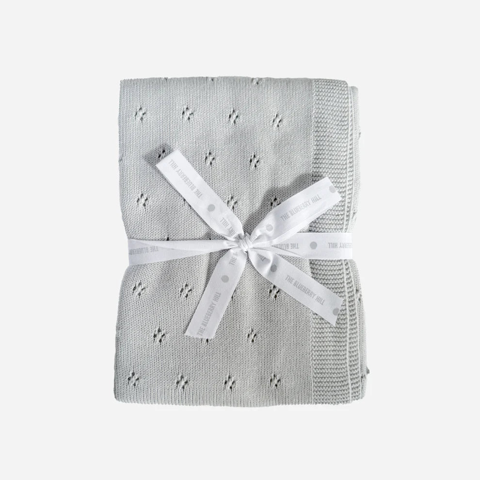 Heirloom Pique Blanket, Light Grey l Organic Cotton - Grey